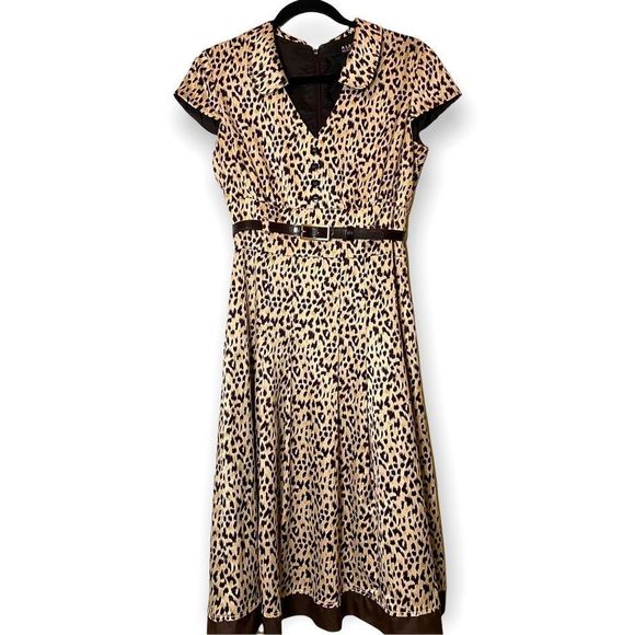 Alex Marie Dresses & Skirts - Alex Marie (2) Satin Leopard Print Mid Century Modern Dress
